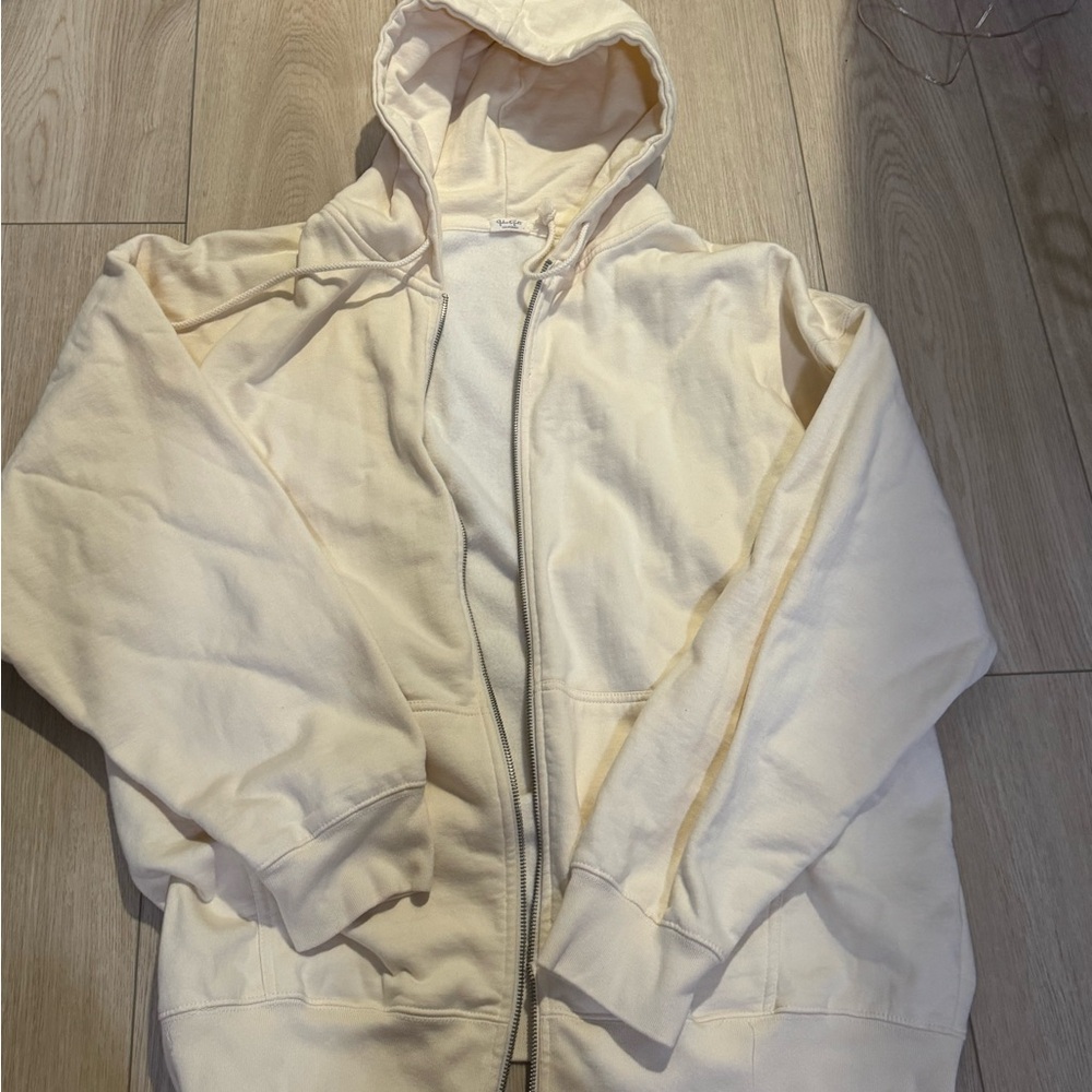 John galt oversized cream hoodie (no zipper)